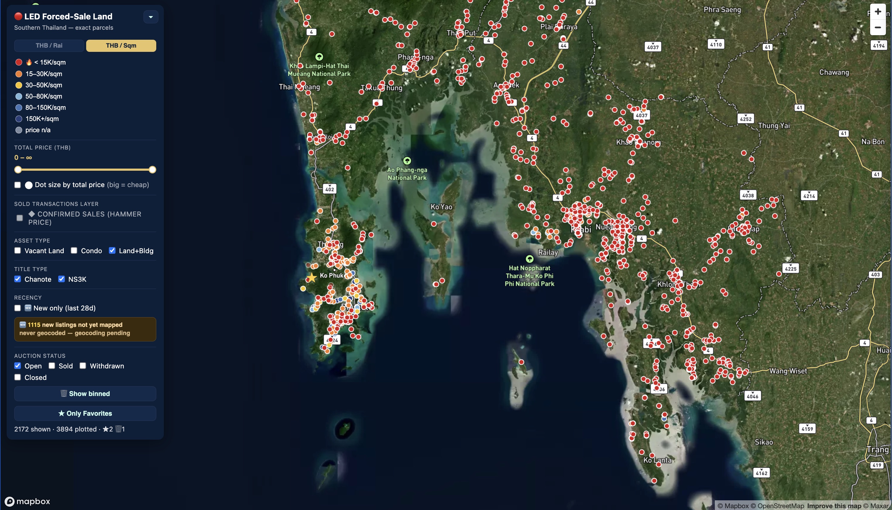 Overview map with filters